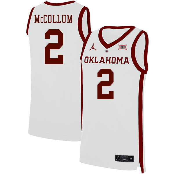 Oklahoma Sooners #2 Javian McCollum College Basketball Jerseys Stitched Sale-White
